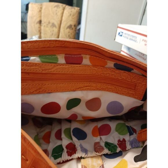 Good Used Condition Orange Stone Mountain Hobo Style Purse Handbag  Weave Look - Picture 7 of 10